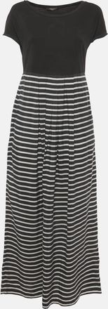 Max Mara Black/white Striped Cotton Knit & Silk Maxi Dress
