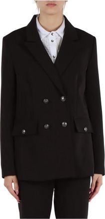 Guess Stretch stof double-breasted jas - Dames - Blazers - Zwart - XS - Polyester - Jassen