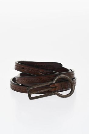 Dsquared2 Solid Color Leather Skinny Belt 10mm size 95