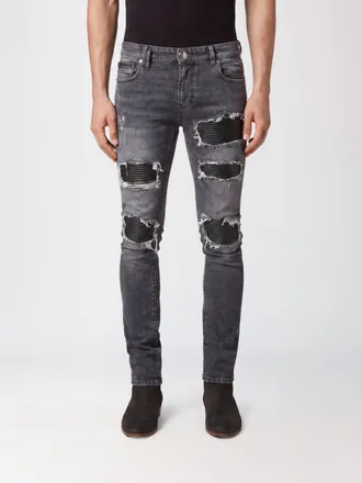 Philipp Plein Jeans skinny fit in denim di cotone con effetto usurato