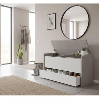 Dmora Cassapanca - Colore Ripiano Grigio, Bianco, -, 90x40x46h cm Popayan