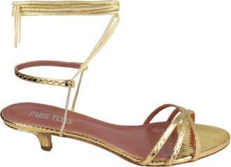PARIS TEXAS Linda Metallic Python Print Lace-Up Sandals