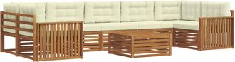 vidaXL Conjunto De Sof&aacute;s De Exterior 8 Uds. Natural Y Crema Vidaxl