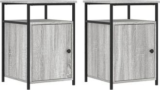 vidaXL Vidaxl - Mesitas de noche 2 uds madera contrachapada gris 40x42x60 cm