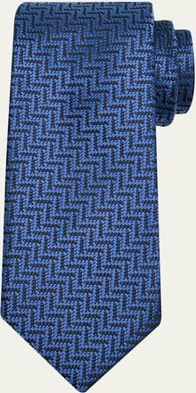 Tom Ford Mens Diagonal Chevron Silk Tie