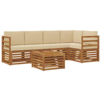 vidaXL Conjunto De Sof&aacute; Seccional Con Coj&iacute;n 6 Pcs Natural Y Beige Vidaxl