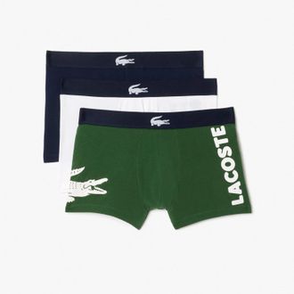 Lacoste Underwear Mens Multi Cotton Elastic Waist Trunks 3-Pack UPS914