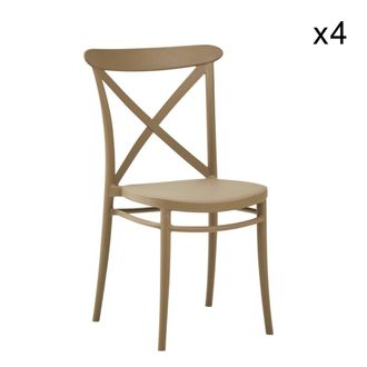 Konte Design Lote de 4 sillas de polipropileno color tórtola, apilables