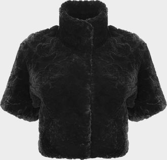 Gorski Rose Printed Select Lamb Shearling Bolero Jacket