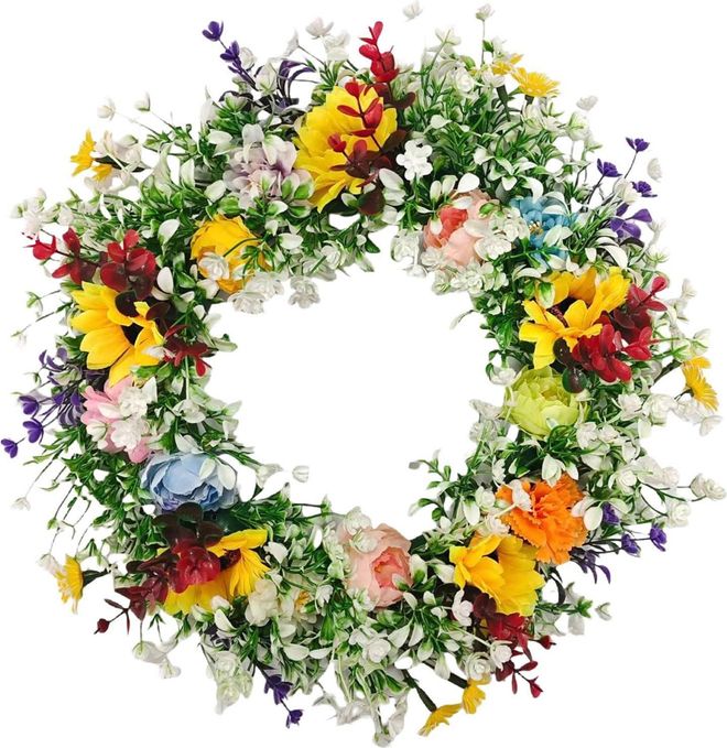Generic Türkranz Herbstkranz Haustür Sonnenblumen Kranz Ganzjährig Weihnachten Hängen Tür Kranz Modern Türkranz Außen Personalisiert Blumenkranz Deko (Green, ab 13,99 €
