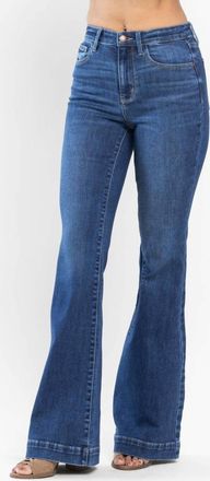 Judy Blue Womens High Waisted Wide Hem Flare Jean In Blue
