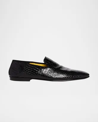 Tom Ford Men & apos;s Steven Croc-Effect Leather Slipper Loafers