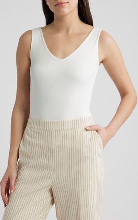Bernardo V-Neck Bodysuit in Bright White at Nordstrom, Size X-Small