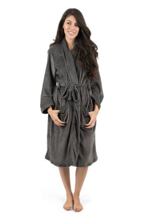 Leveret Womens Micro Fleece Robe in Gray at Nordstrom, Size Small