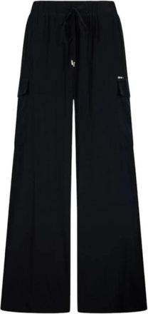 Liu Jo Pantalone Palazzo con Tasche Laterali - Dames - Wijde Broeken - Zwart - L - Polyester - Broeken