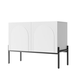 Urban Meuble Aparador blanco dise&ntilde;o arqueado texturizado 2 puertas 100x40x75cm