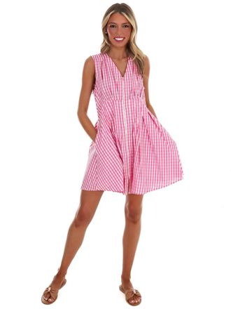 Entro Feeling Fabulous Gingham Mini Dress In Pink