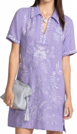 Johnny Was Linen Henley Collared Dress Winona In Persian Violet