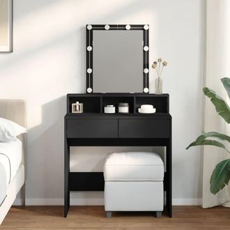 Berkfield Home Dressing Table with LED Black 80x41x144.5 cm