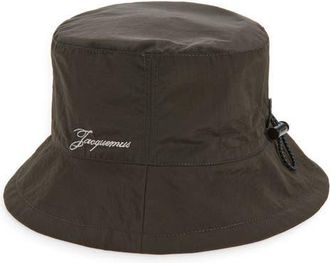 Jacquemus Le Bob Baluchon Nylon Bucket Hat in Dark Brown at Nordstrom, Size Xx-Large