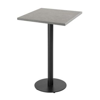 Oviala Table alta cuadrada 60 cm pie negro y revestimiento de concreto gris