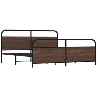 vidaXL Vidaxl - Estructura De Cama Sin Colch&oacute;n Metal Roble Marr&oacute;n 183x213 Cm
