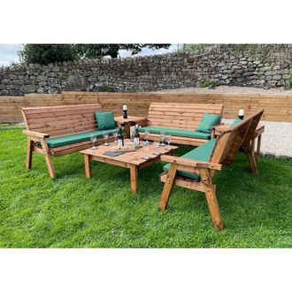 Charles Taylor Trading Nine Seater Balmoral Deluxe Garden Furniture Set - Fully Assembled in Light Brown