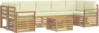 vidaXL Conjunto De Sof&aacute;s De Exterior 8 Uds. Blanco Y Crema Poli&eacute;ster Vidaxl
