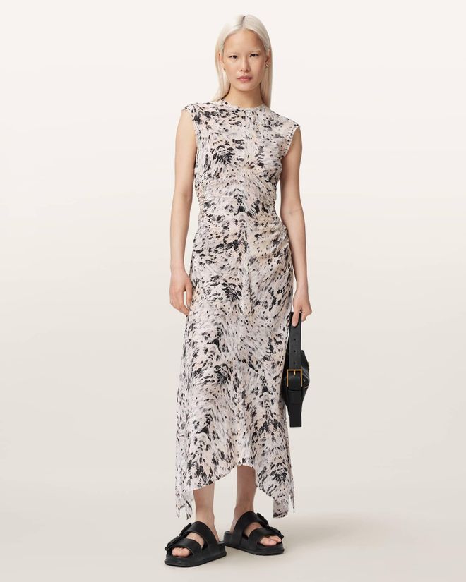 Viscose Noor Asymmetric Sleeveless Maxi Dress, Size: UK 14/US 10