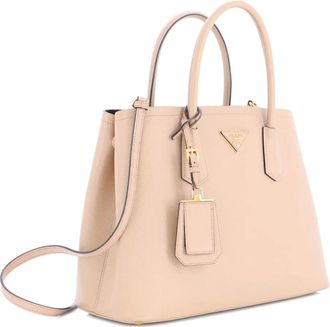 Prada Cuir Double medium shopper van saffiano leer - Beige