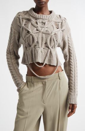 Aisling Camps Briar Merino Wool & Cashmere Cable Sweater in Purple Haze at Nordstrom, Size Medium