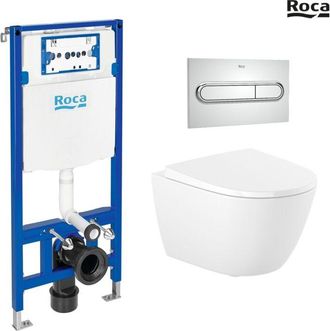 Roca Bastidor Roca Duplo One Pack Cisterna Empotrada Y Pulsador Pl1 Cromo Br Con Inodoro Suspendido Rim-ex Roca Ona