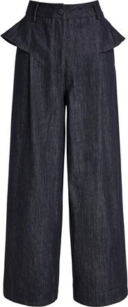 Sister Jane Curio Ruffled Wide-leg Denim Trousers - 14 (UK14 / L)