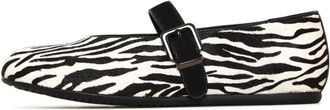Cesare Gaspari Schoenen, Dames, Wit, 39 EU, Leer, Stijlvolle Mary Jane Flats - Zebra