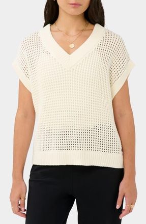 Sweaty Betty Tides High Open Stitch Cotton Sweater in Coconut Cream at Nordstrom, Size Xx-Large