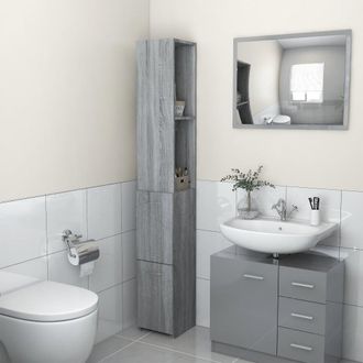 vidaXL Mueble De Ba&ntilde;o Madera De Ingenier&iacute;a Gris Sonoma 25x26,5x170 Cm Vidaxl