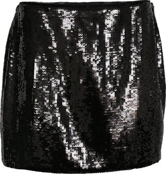 Theory Sequined Mini Skirt in Black Polyester