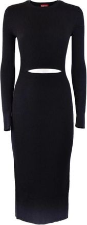 Diesel Long Sleeve Round Neck Dress - Dames - Casual kleedjes - Zwart - M - Wol - Kleedjes