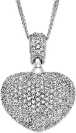 Diamond2Deal Sterling Silver Rhod Plated Cubic Zirconia Heart Multi Strand Necklace 18