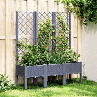 vidaXL Vidaxl - Jardinera Con Enrejado Pp Azul Gris 120x40x142 Cm