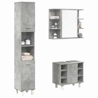 Berkfield Home 3 Piece Bathroom Furniture Set Concrete Grey Engineered Wood