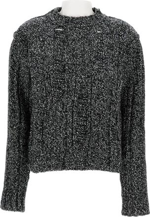 Durazzi Milano Textured Knit Crewneck Sweater With Distressed Finish