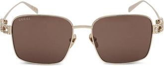 Gucci Zonnebril met vierkant montuur - Goud