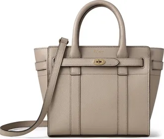 Mulberry Mini Zipped Bayswater Leather Tote in Cashmere Taupe at Nordstrom