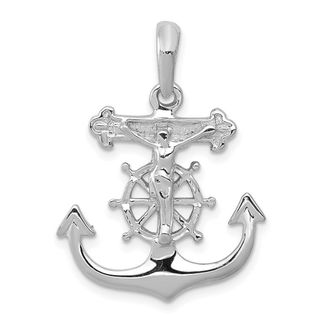 Diamond2Deal 14k White Gold Mariners Cross Pendant
