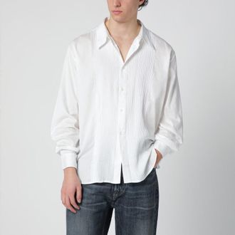 Our Legacy Ivory shirt with pleats on the front and collar