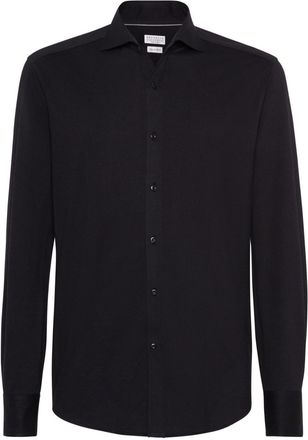 Brunello Cucinelli spread-collar cotton shirt - men - Cotton - S - Black