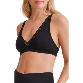 Fleur't Lace Trim Bralette in Black at Nordstrom, Size X-Small