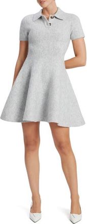 Bardot Lexter Fit & Flare Polo Sweater Minidress in Dove Grey at Nordstrom, Size X-Large