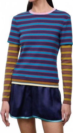 Staud Dillon Layered Tee In Potter Stripe Multi
